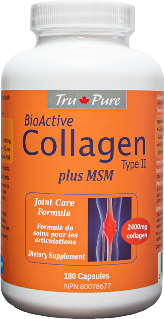 BioActive Collagen Type II plus MSM - Joint Care Formula.  180 Capsules.