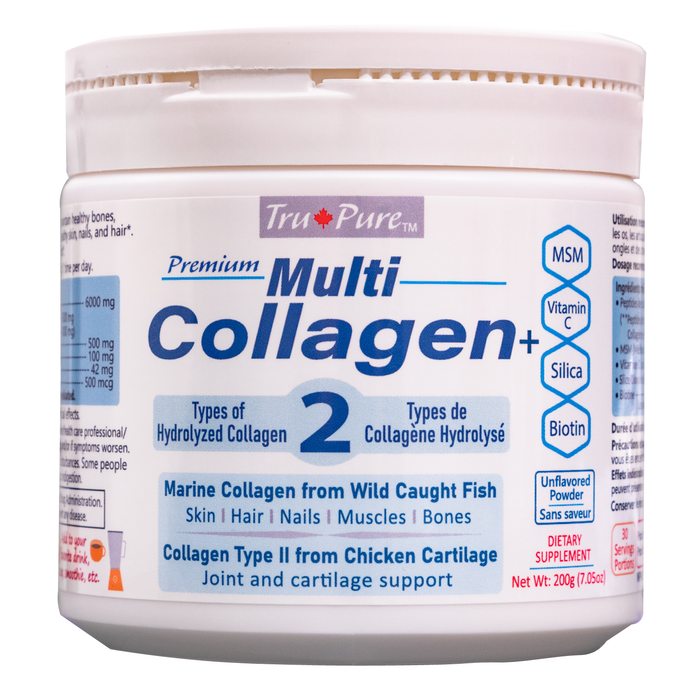 Multi Collagen+MSM, Vitamin C, Silica, & Biotin. 200gm, 30 servings.